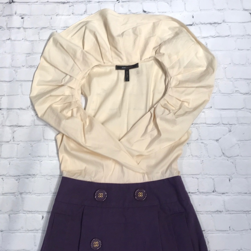 BCBGMaxAzria | Violet and Cream Colour Block Dress - Picture 4 of 9